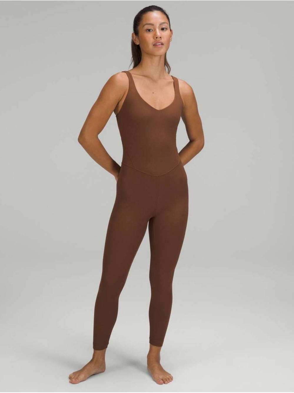 Lululemon Align Ribbed Bodysuit 25” in Roasted Brown, Women’s size 2